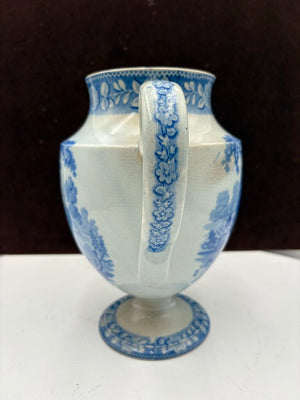 Early 19th C. Staffordshire Blue White Pastoral Scene Coffee Pot
