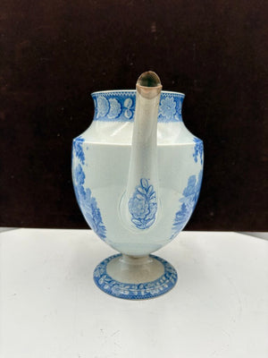 Early 19th C. Staffordshire Blue White Pastoral Scene Coffee Pot