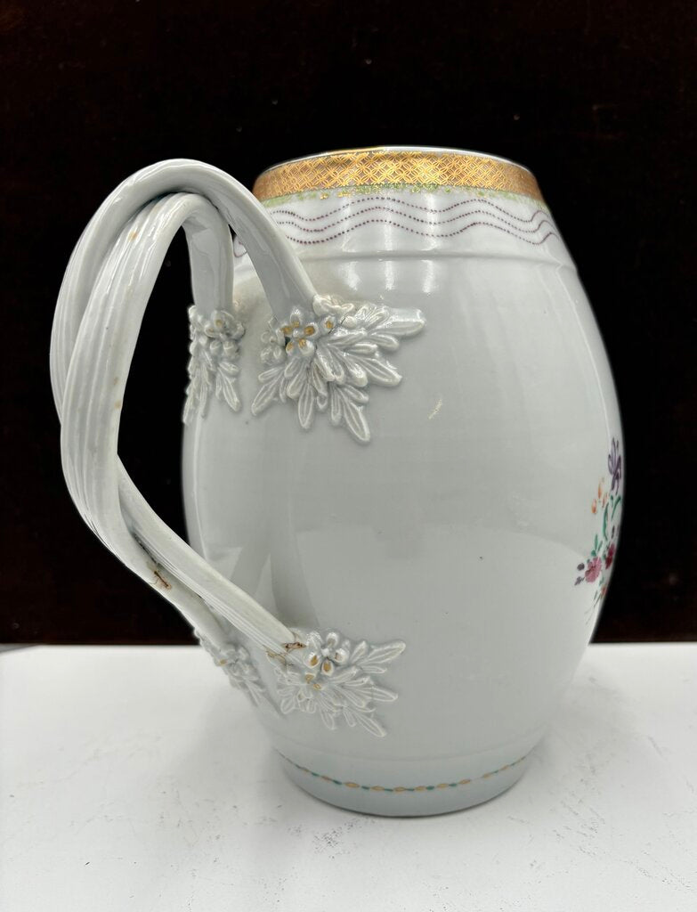 Mid 19th C. Chinese Export Gold Trim Floral Motif