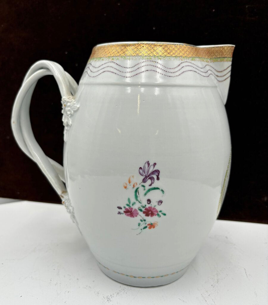 Mid 19th C. Chinese Export Gold Trim Floral Motif