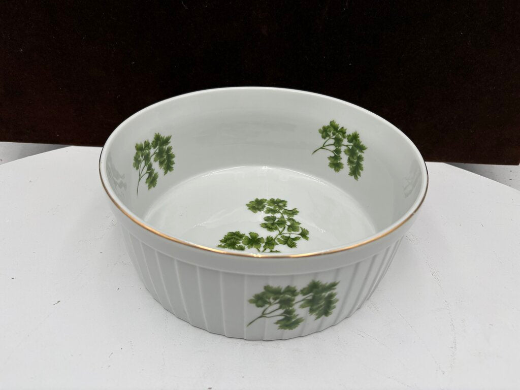 Andrea by Sadek Gold Trim Parsley Motif Souffle' Dish