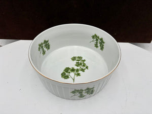 Andrea by Sadek Gold Trim Parsley Motif Souffle' Dish