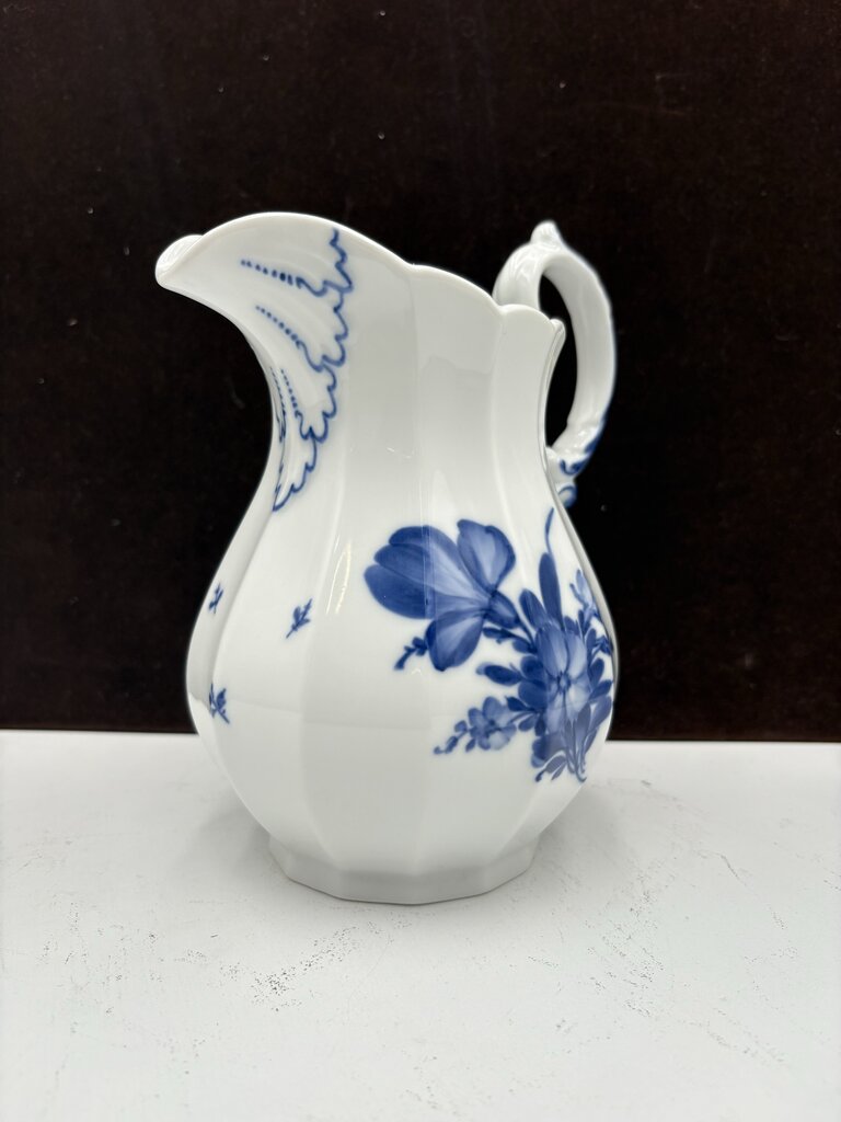 Royal Cope Blue Flower Angular Fluted Rib Porcelain Pitcher