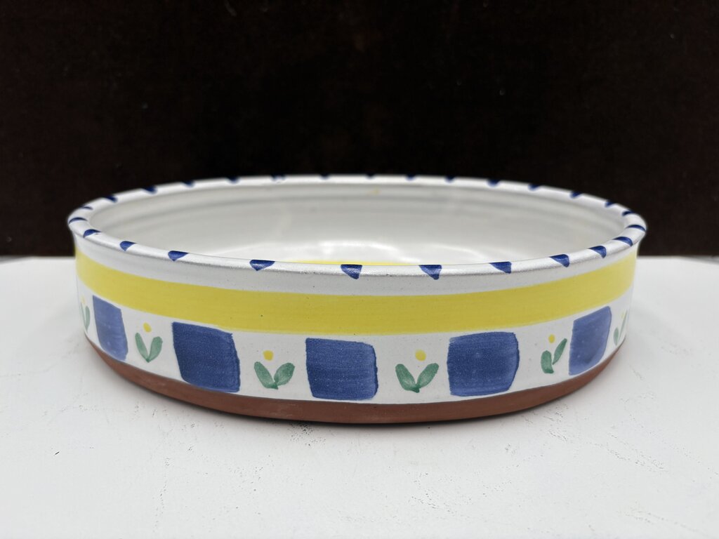 Chamberlin Hand Made Blue Yellow Terracotta Oval Serving Dish