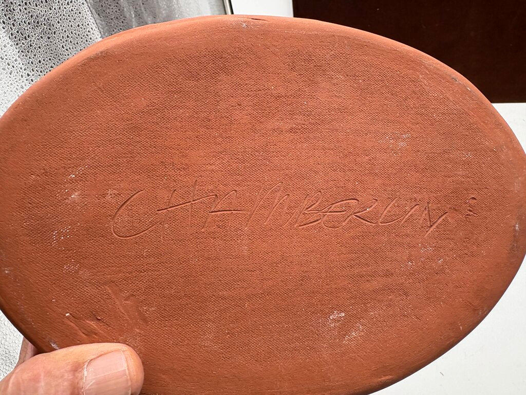 Chamberlin Hand Made Blue Yellow Terracotta Oval Serving Dish