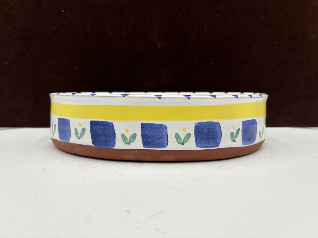 Chamberlin Hand Made Blue Yellow Terracotta Oval Serving Dish