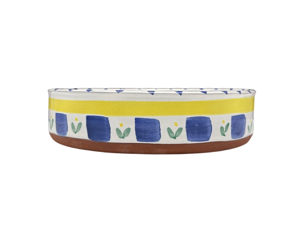 Chamberlin Hand Made Blue Yellow Terracotta Oval Serving Dish by Miss Daisy's Consignment & Auction House