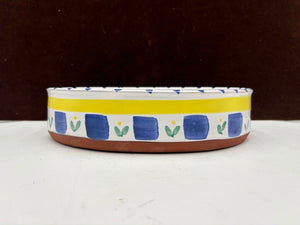 Chamberlin Hand Made Blue Yellow Terracotta Oval Serving Dish