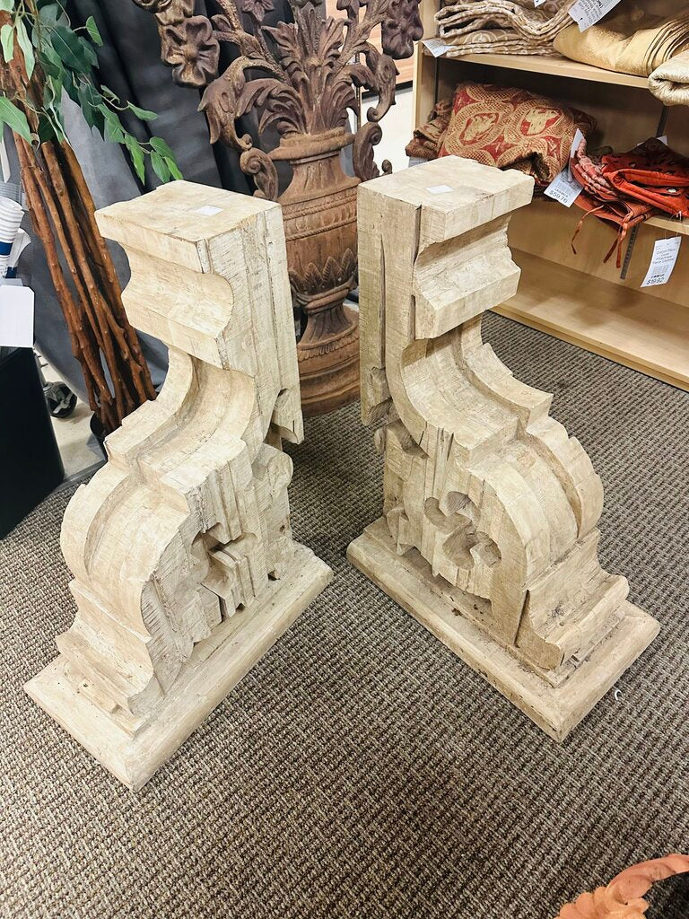 Architectural Salvage Sycamore Wood Corbels 30x21x12 (Pair)