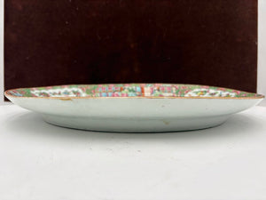 Mid 19th C. Chinese Export Rose Medallion Hand Painted Figural Porcelain Oval Platter
