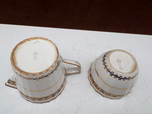 Late 18th C. Royal Crown Derby Duesbury Puce Tea Cup & Creamer (2Pcs)