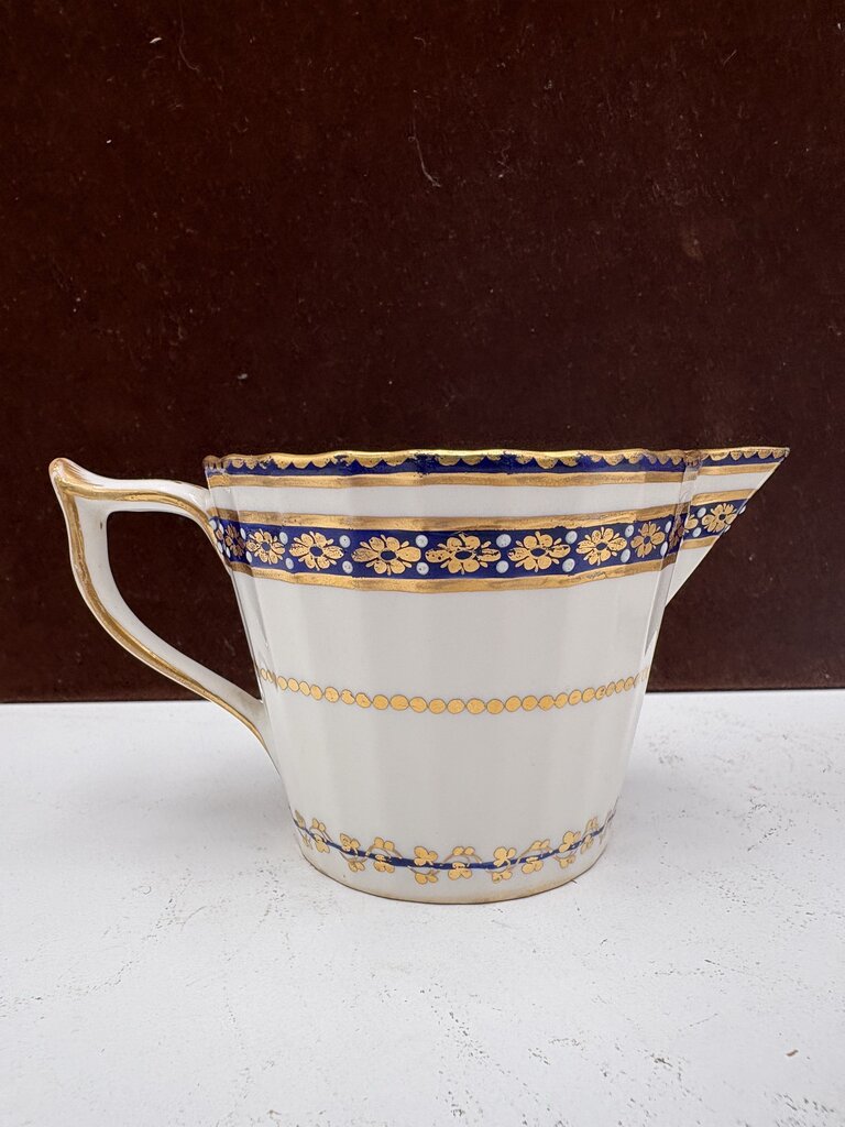 Late 18th C. Royal Crown Derby Duesbury Puce Tea Cup & Creamer (2Pcs)