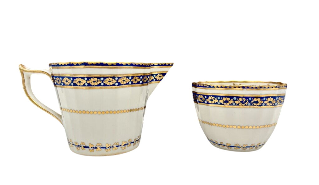 Late 18th C. Royal Crown Derby Duesbury Puce Tea Cup & Creamer (2Pcs) by Miss Daisy's Consignment & Auction House