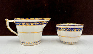 Late 18th C. Royal Crown Derby Duesbury Puce Tea Cup & Creamer (2Pcs)