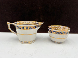 Late 18th C. Royal Crown Derby Duesbury Puce Tea Cup & Creamer (2Pcs)