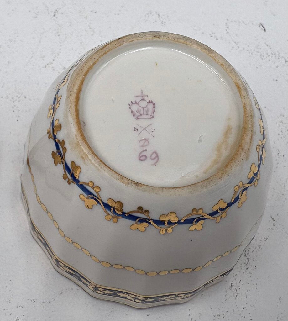 Late 18th C. Royal Crown Derby Duesbury Puce Tea Cup & Creamer (2Pcs)