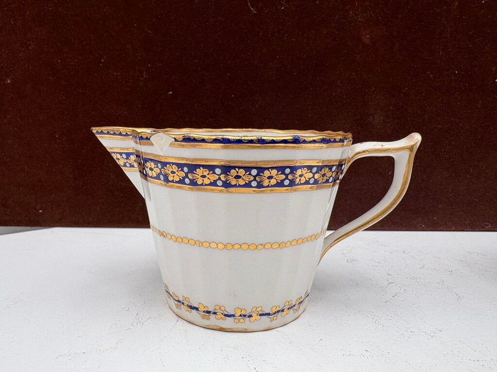 Late 18th C. Royal Crown Derby Duesbury Puce Tea Cup & Creamer (2Pcs)
