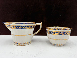 Late 18th C. Royal Crown Derby Duesbury Puce Tea Cup & Creamer (2Pcs)