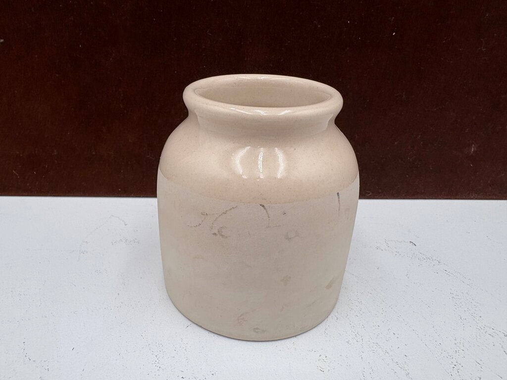 L.A.B. Lagny French Style White Drip Glaze Mustard Jar