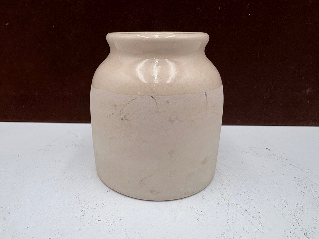 L.A.B. Lagny French Style White Drip Glaze Mustard Jar