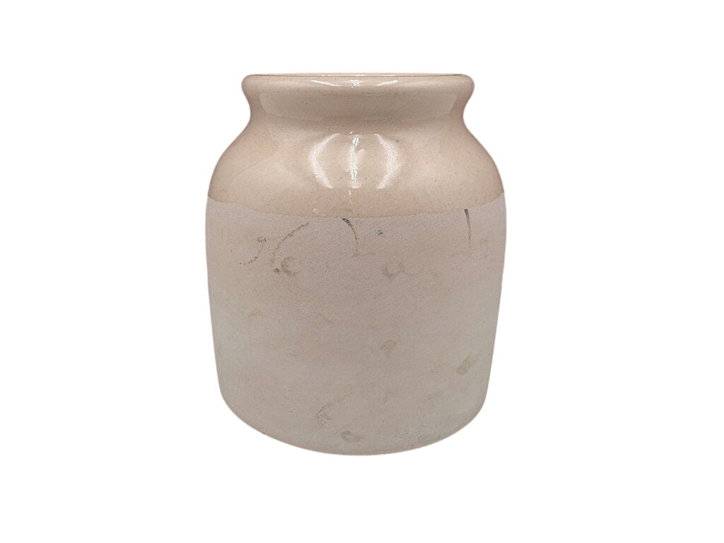 L.A.B. Lagny French Style White Drip Glaze Mustard Jar by Miss Daisy's Consignment & Auction House