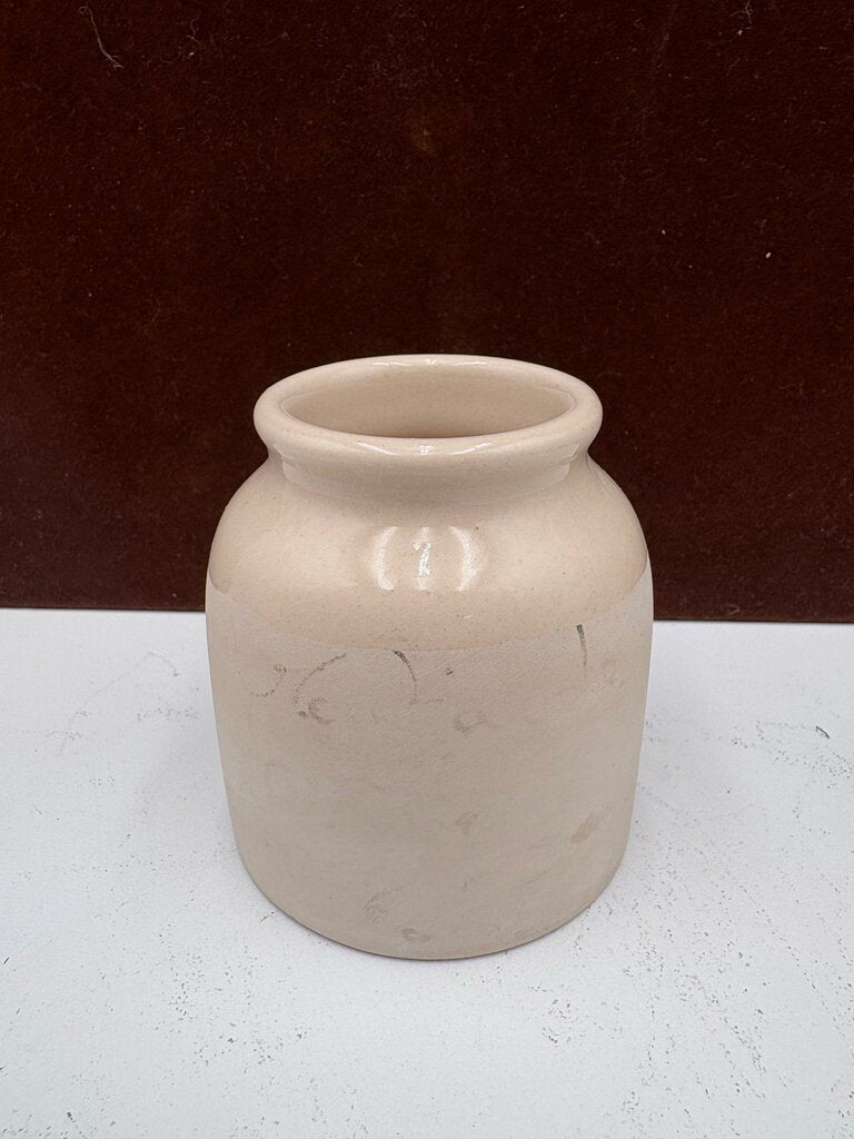 L.A.B. Lagny French Style White Drip Glaze Mustard Jar