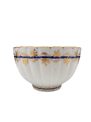 Late 18th C. Royal Crown Derby Fluted Blue Gilt Porcelain Tea Bowl by Miss Daisy's Consignment & Auction House