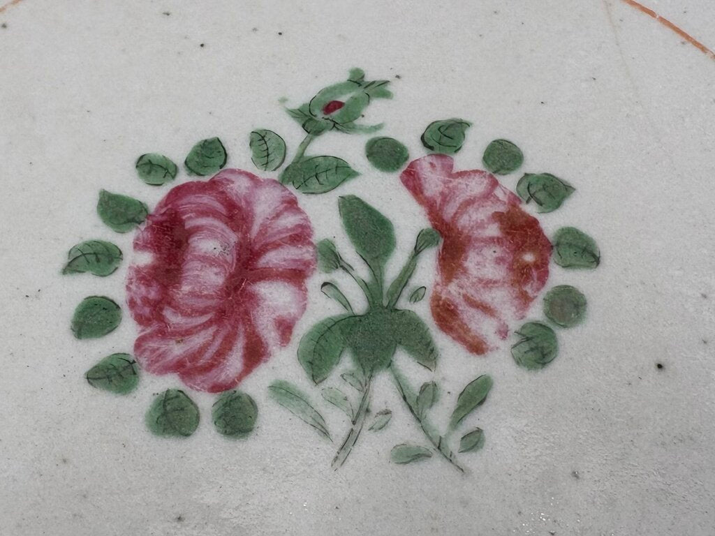 Mid 19th C. Chinese Export Famille Rose Blue Trim Bowl