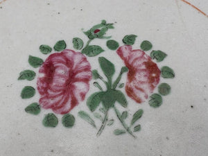 Mid 19th C. Chinese Export Famille Rose Blue Trim Bowl