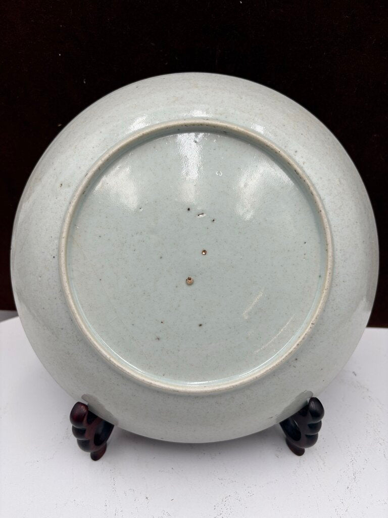 Mid 19th C. Chinese Export Famille Rose Blue Trim Bowl