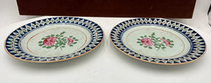 Mid 19th C. Chinese Export Famille Rose Blue Trim Plate