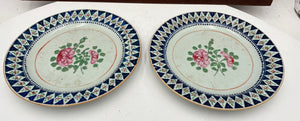 Mid 19th C. Chinese Export Famille Rose Blue Trim Plate