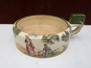 Early 20th C. Royal Doulton Old English Scenes The Gleaners Thumb Stop Handled Bowl