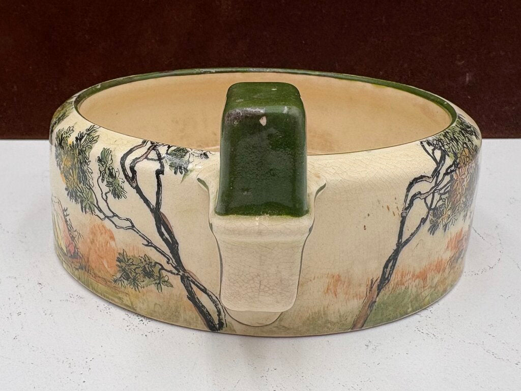Early 20th C. Royal Doulton Old English Scenes The Gleaners Thumb Stop Handled Bowl