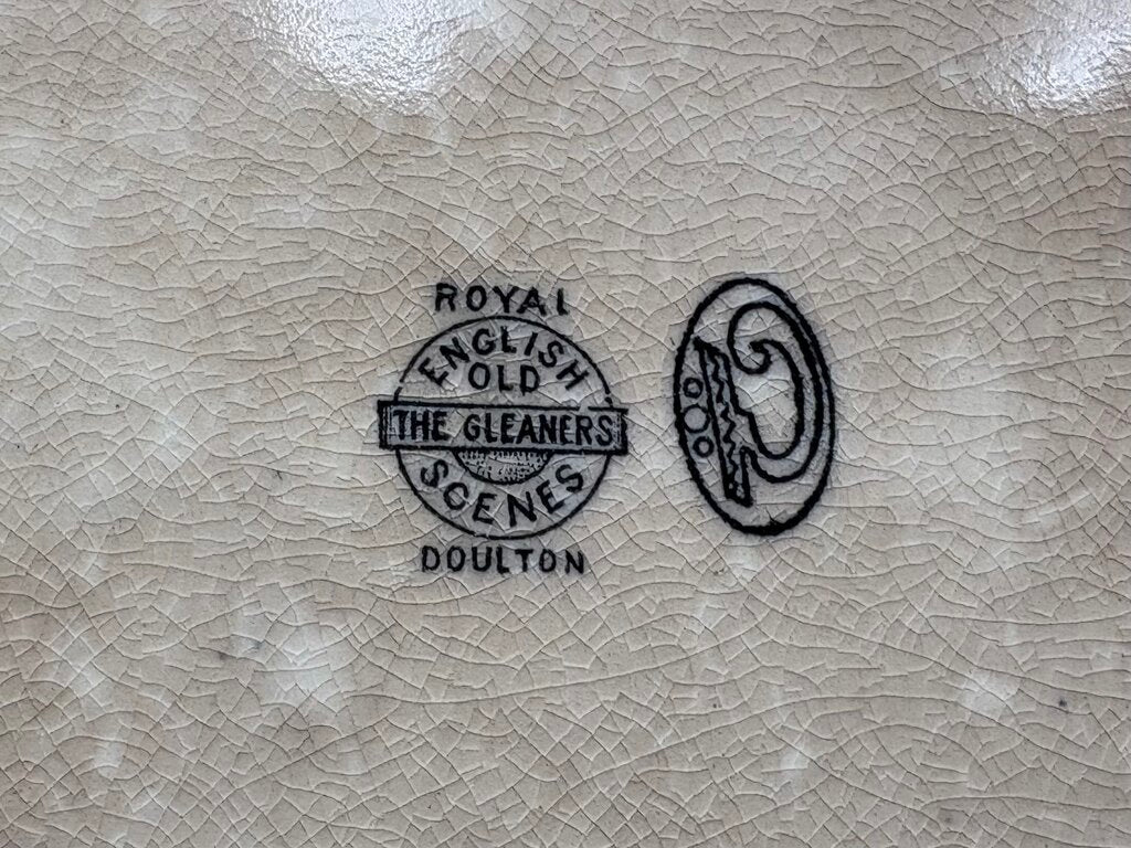 Early 20th C. Royal Doulton Old English Scenes The Gleaners Thumb Stop Handled Bowl