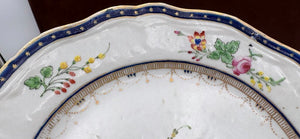 Mid 18th C. Chinese Export Famille Rose Blue Scalloped Edge Plate