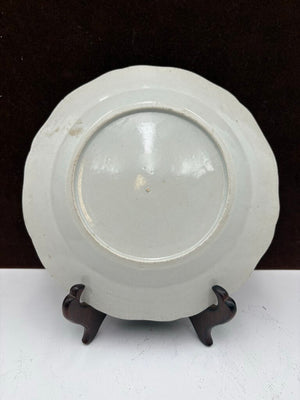 Mid 18th C. Chinese Export Famille Rose Blue Scalloped Edge Plate