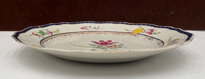 Mid 18th C. Chinese Export Famille Rose Blue Scalloped Edge Plate