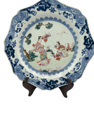 Mid 18th C. Chinese Export Famille Rose Blue Fitzhugh Scalloped Rim Plate by Miss Daisy's Consignment & Auction House