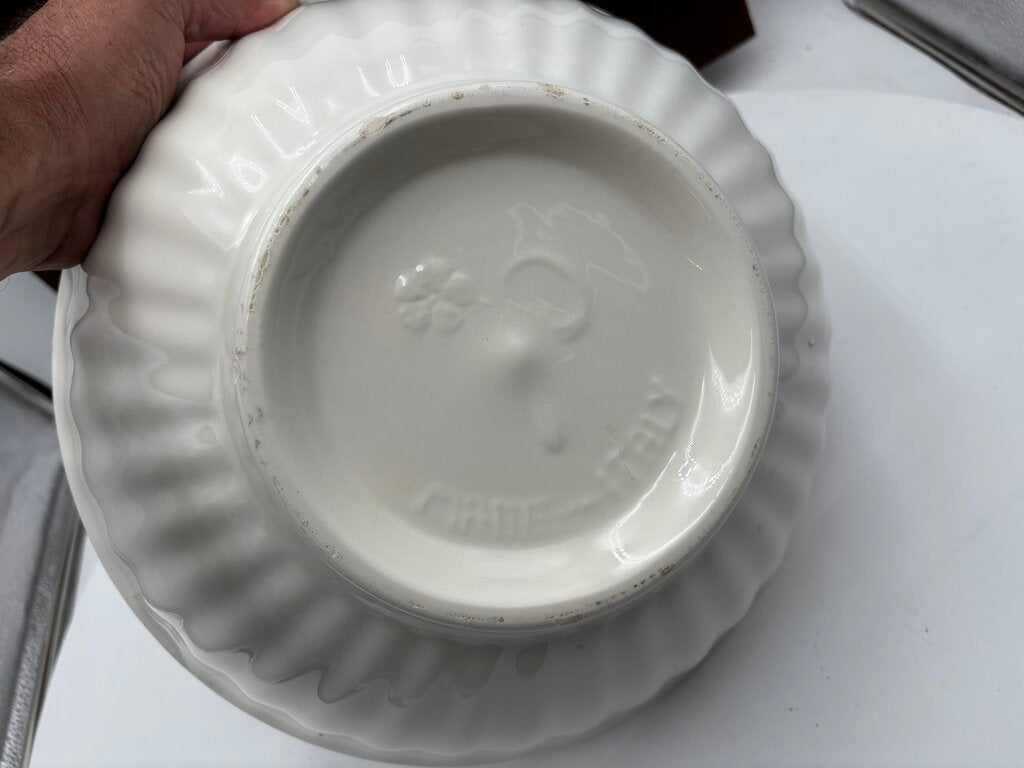 Primula Italy Herb Motif White Ceramic Past Bowl by Miss Daisy's Consignment & Auction House