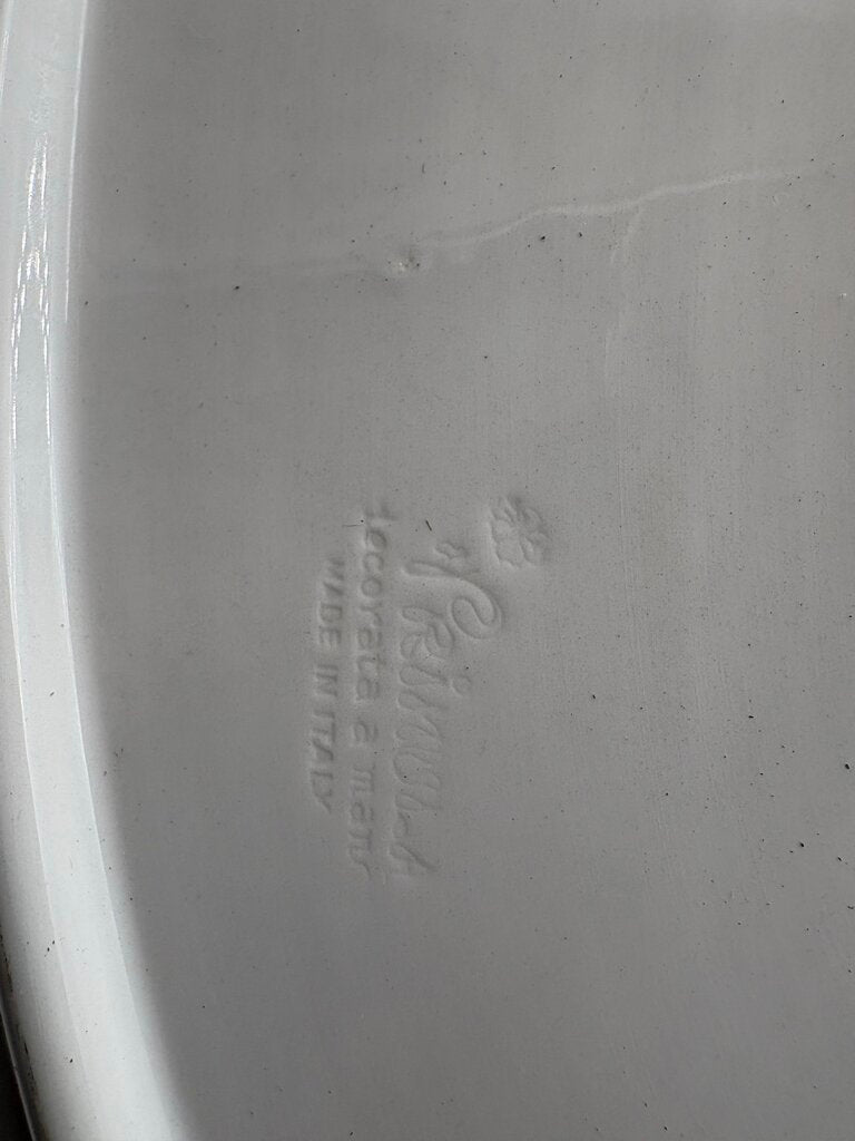 Primula Italy Herb Motif White Ceramic Oval Platter