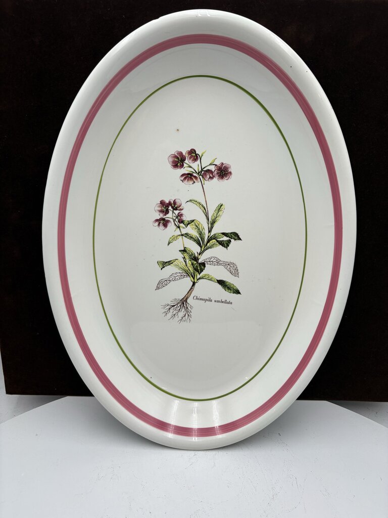Primula Italy Herb Motif White Ceramic Oval Platter