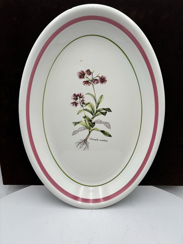 Primula Italy Herb Motif White Ceramic Oval Platter