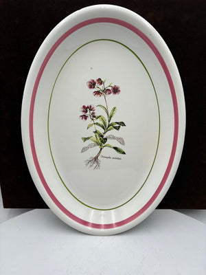 Primula Italy Herb Motif White Ceramic Oval Platter