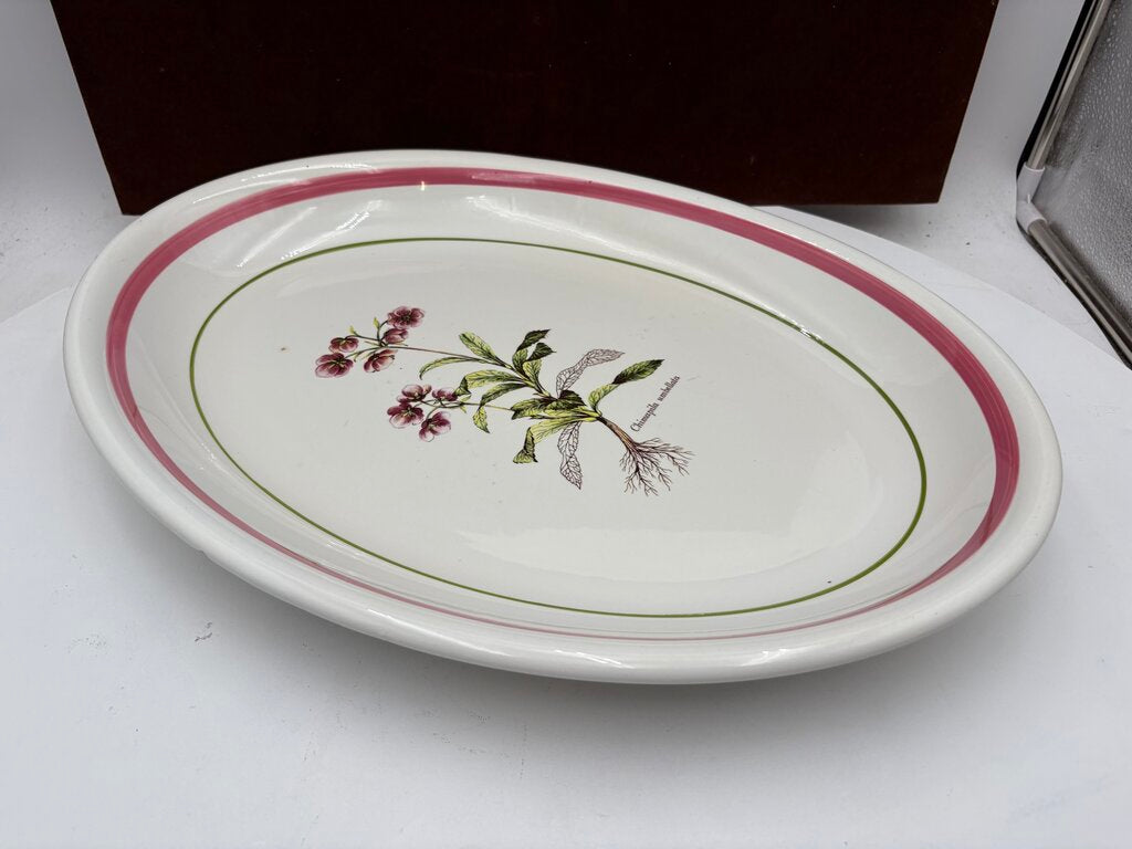 Primula Italy Herb Motif White Ceramic Oval Platter