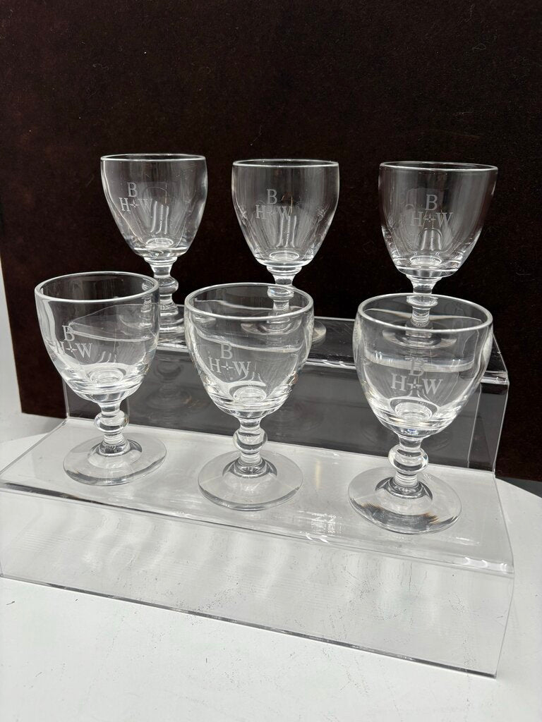 Stuben Glass Signed & Monogrammed Crystal Goblet Set (6Pcs)