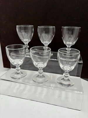 Stuben Glass Signed & Monogrammed Crystal Goblet Set (6Pcs)