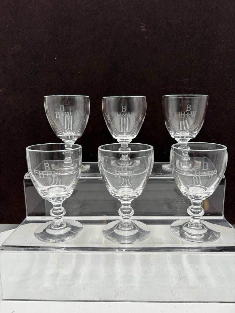 Stuben Glass Signed & Monogrammed Crystal Goblet Set (6Pcs)