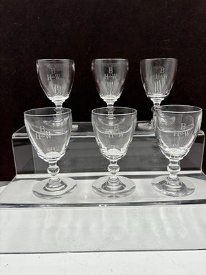 Stuben Glass Signed & Monogrammed Crystal Sherry Set (6Pcs)