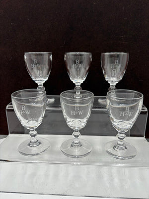Stuben Glass Signed & Monogrammed Crystal Sherry Set (6Pcs)